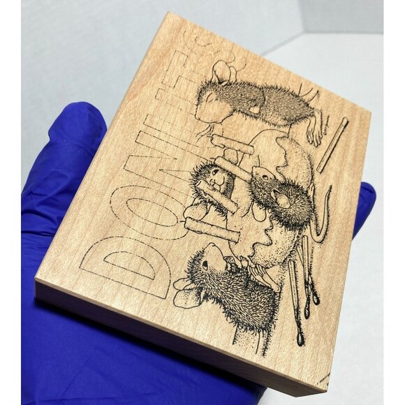 House Mouse Donut Birthday 209 Amanda Mudpie Monica Muzzy Wood Rubber Stamp 1998 - Picture 4 of 10